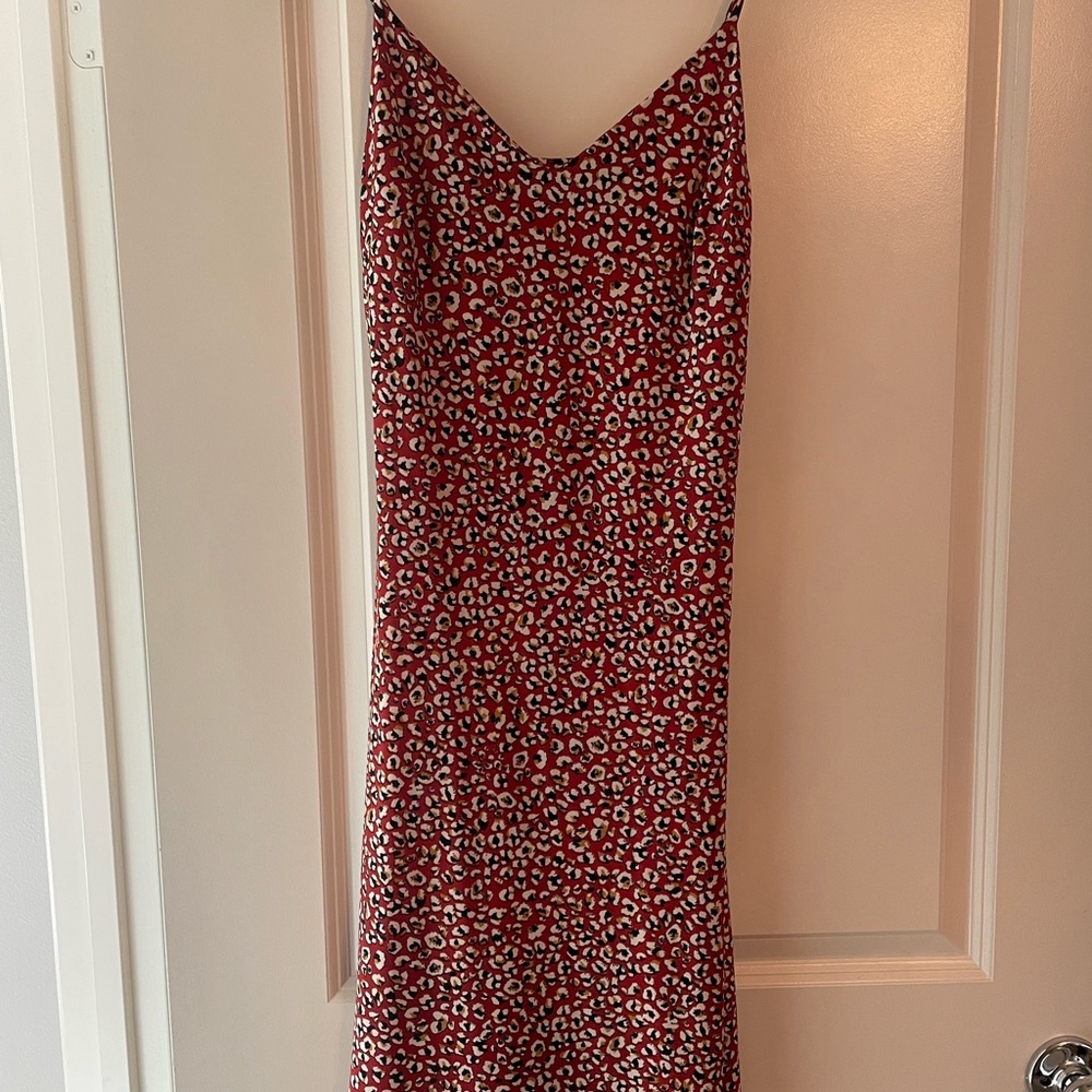 Red leopard print mini dress